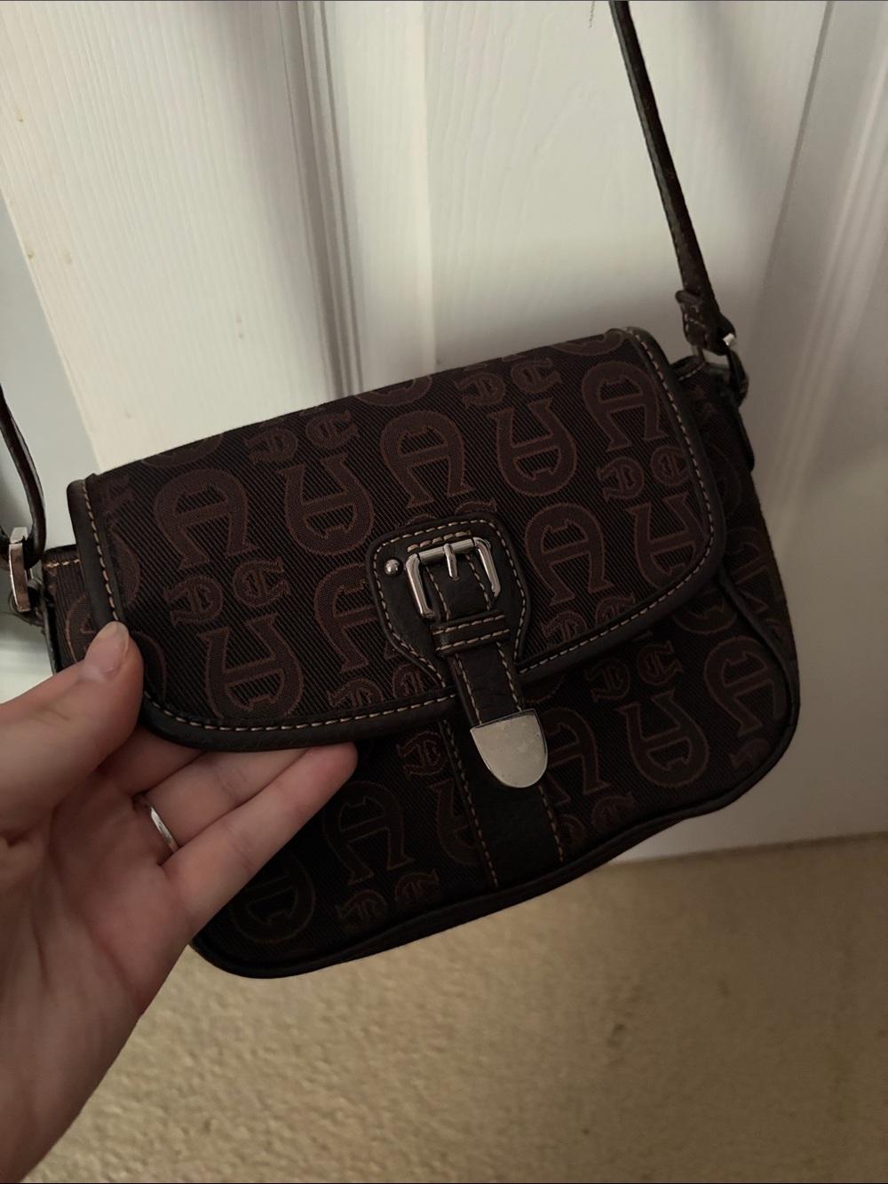 VTG Etienne Aigner Brown Patterned Crossbody Bag